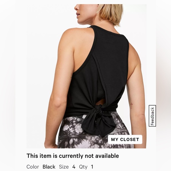 Lululemon open ends tank size 4 black - Picture 1 of 4